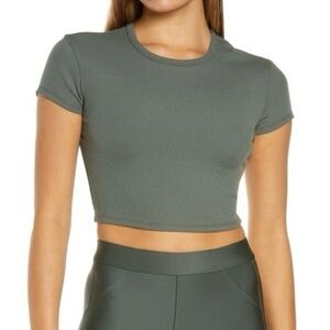 Alo Dark Green Ribbed Women's Top - Size XS/S // Pit to pit is 16.5”
